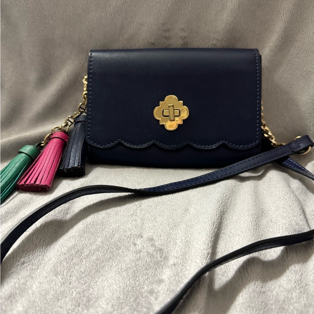 Crown and Ivy Navy Crossbody Bag with Tassels